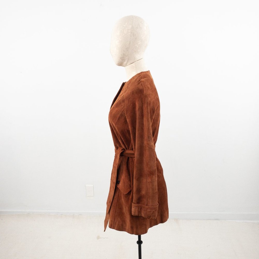 Vintage 70s SM Saks Suede Leather Jacket Coat Rust - Picture 4 of 10